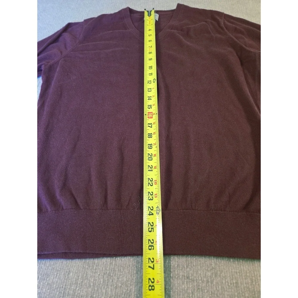 L.L.Bean Men's XL Regular V-Neck Cotton Cashmere Sweater Maroon Burgundy‎